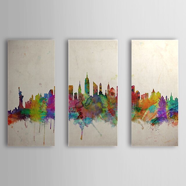  Hand-Painted Abstract / Abstract Landscape Three Panels Canvas Oil Painting For Home Decoration