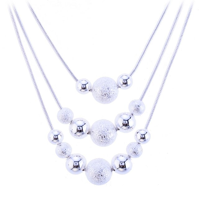  Women's Statement Necklace Layered Necklace Floating Ball Ladies Fashion Grandmother Sterling Silver Silver Alloy White Necklace Jewelry For Party Daily / Long Necklace