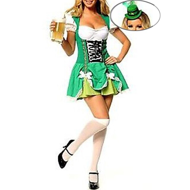  Beer Girl Forest Pixie Green Dress with Ribbon