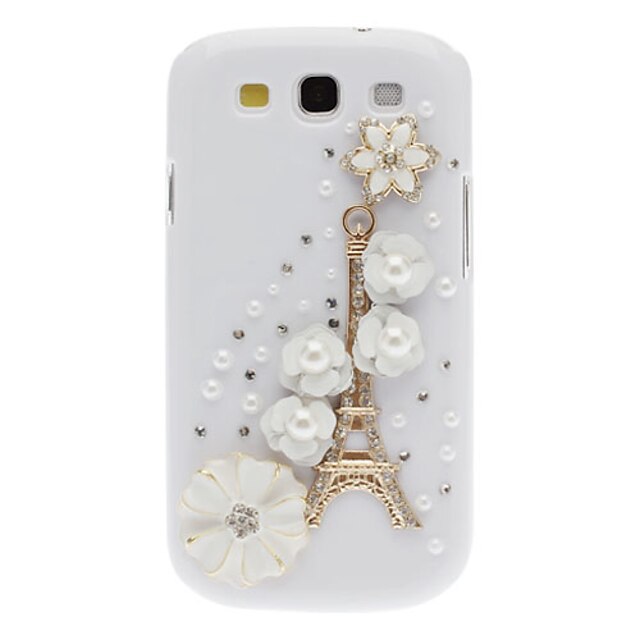  Bling Bling Noble Eiffel and Flower Design Hard Case with Rhinestone for Samsung Galaxy S3 I9300