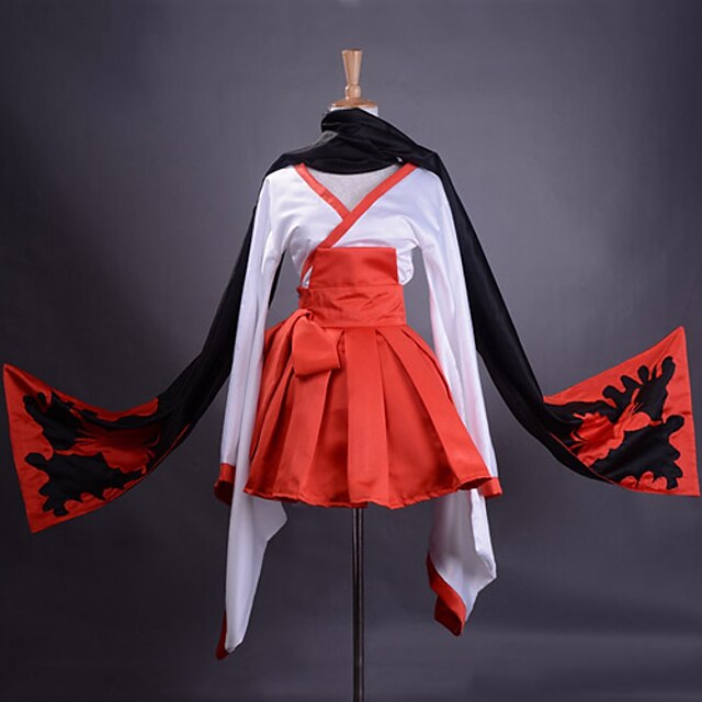  Inspirovaný Inu x Boku SS Ririchiyo Shirakiin Anime Cosplay kostýmy japonština Cosplay šaty Kimono Patchwork Dlouhý rukáv Sukně Pásek šála či šátek Pro Dámské