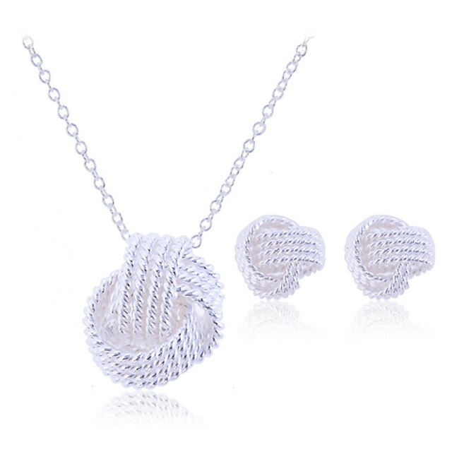  Women's Jewelry Set Stud Earrings Pendant Necklace Plaited Wrap Ladies Elegant Bridal Sterling Silver Silver Earrings Jewelry Silver For Wedding Party Birthday Gift Masquerade Engagement Party