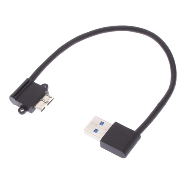  USB 3.0 Male to Mini USB 3.0 90 Degree to Left Black (0.2M)