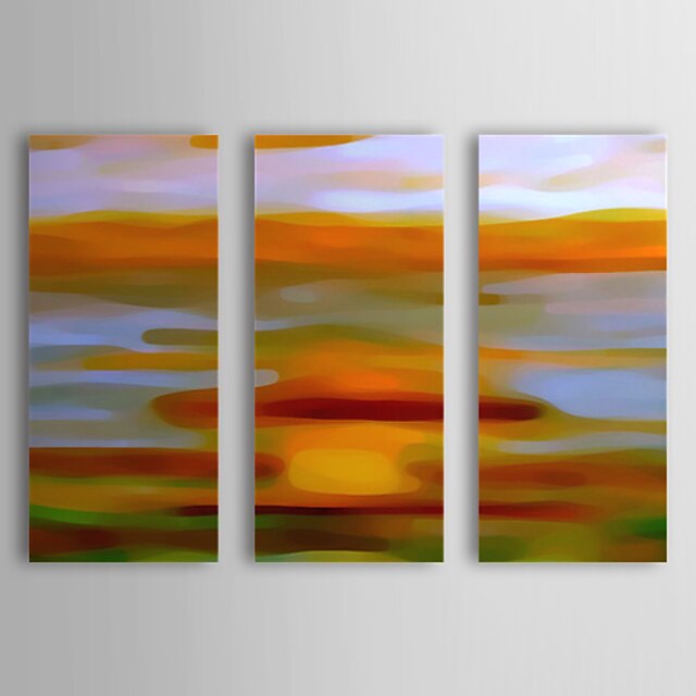  Handgeschilderde Abstract / Abstracte landschappen Drie panelen Canvas Hang-geschilderd olieverfschilderij For Huisdecoratie