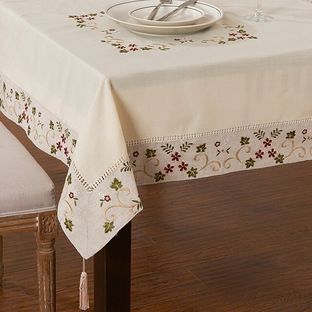 Linen / Cotton Blend Square Table Cloth Floral Eco-friendly Table Decorations 1 pcs