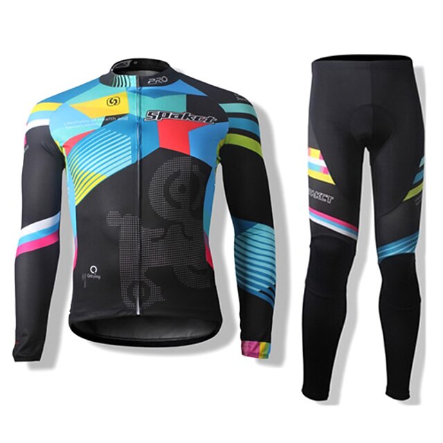  SPAKCT Herrn Damen Langarm Fahrradtrikots mit Fahrradhosen Winter Vlies Polyester Streifen Fahhrad Sportkleidung warm halten Windundurchlässig Atmungsaktiv Rasche Trocknung Sport Streifen / Experte