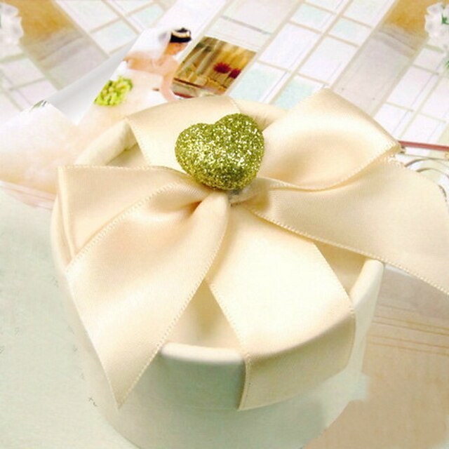  Nice Round Favor Box With Champagne Ribbon (Set of 30)