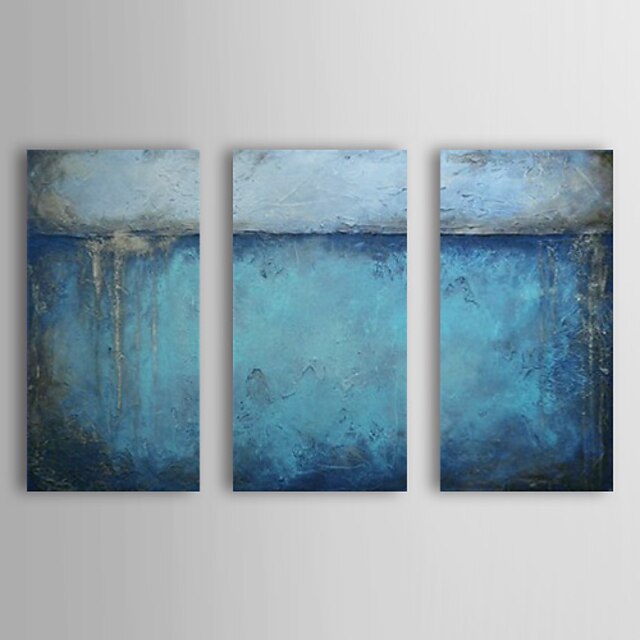  Hand-Painted Abstract Three Panels Canvas Oil Painting For Home Decoration