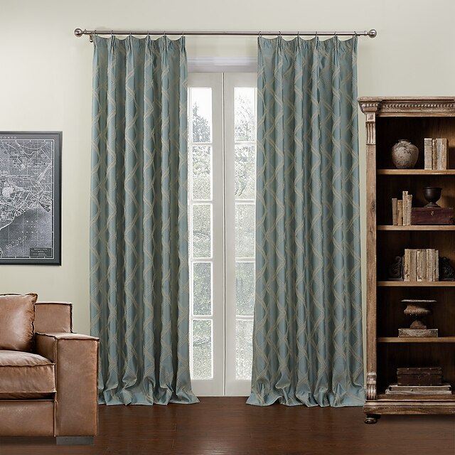  Blackout Curtains Drapes Living Room Plaid / Check Poly / Cotton Blend Jacquard