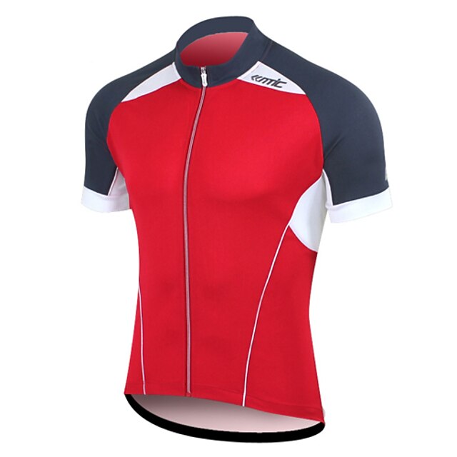  SANTIC Men's Short Sleeve Bike Jersey Top Windproof Breathable Quick Dry Sports 100% Polyester Clothing Apparel / Anatomic Design / Stretchy / Anatomic Design / Ultraviolet Resistant