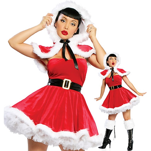  Costume Cosplay Santa Clothe Pentru femei Crăciun An Nou Festival / Sărbătoare Catifea Ținutele