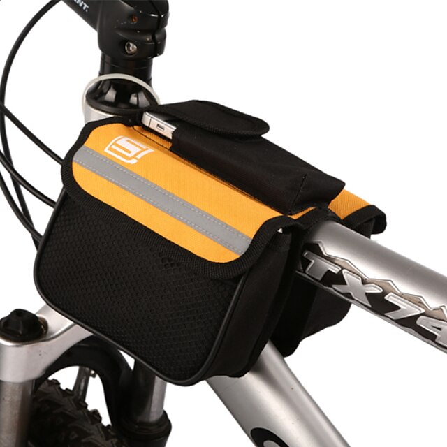  Cycling Bicycle Trame Pannier Front Tube Bag Yellow with Rain Cover