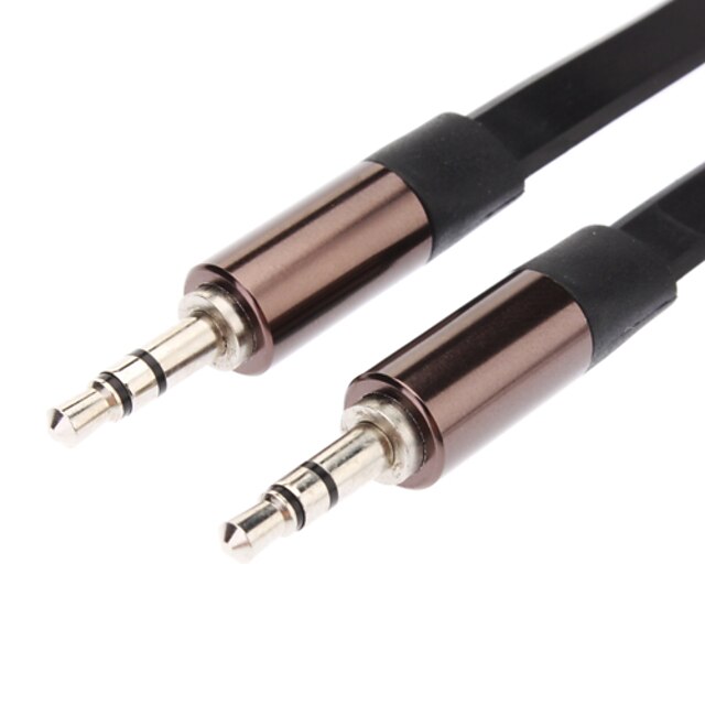  3.5mm Male to Male AUX Audio Cable Flat Type Golden(0.8M)