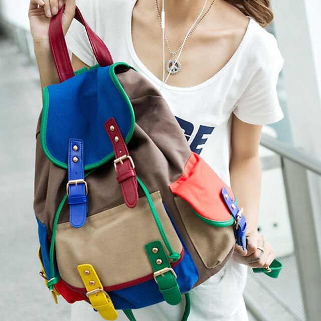  Women Bags Canvas Backpack for Casual All Seasons Khaki