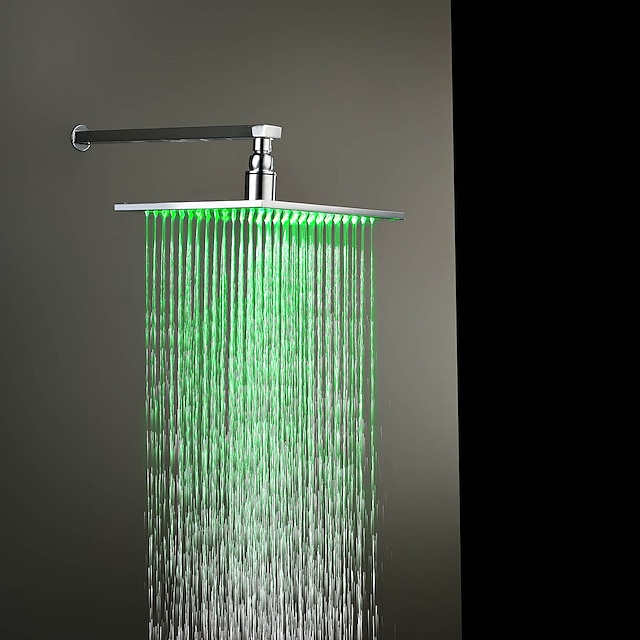  Contemporáneo cambio de 7 colores LED ducha grifo cromado cabezal de 10 pulgadas
