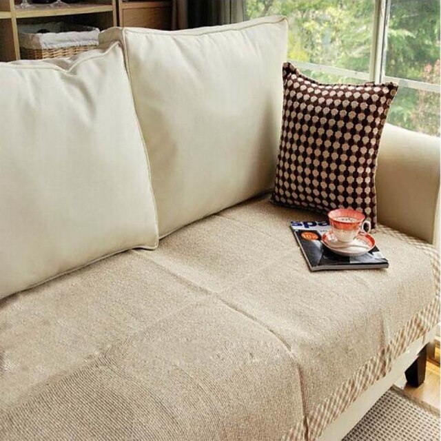  Cotton Coffee Linen Hemming Sofa Cushion 70*240