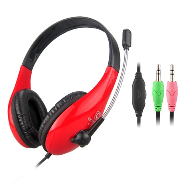  3.5mm Stereo In-Ear Cuffie con microfono e telecomando per PC (nero, rosso)