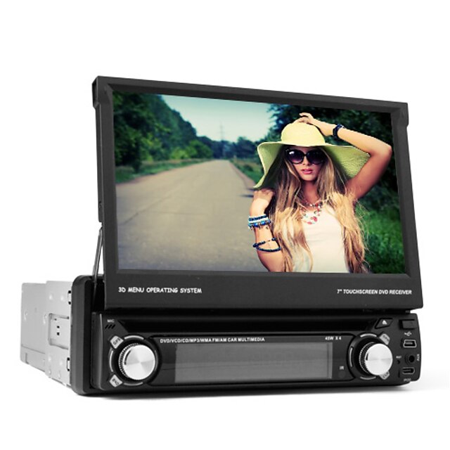  7 tommer Digital Touch Screen 1 DIN bil DVD-afspiller Support 3D-menu, TV, RDS, iPod, Bluetooth, Ratstyring, ATV