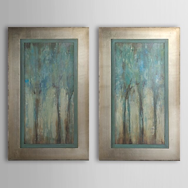  Handgeschilderde Abstract / Abstracte landschappen Olie schilderijen,Modern Twee panelen Canvas Hang-geschilderd olieverfschilderij For 