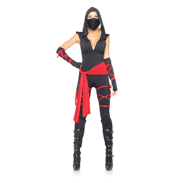  Dame Ninja Køn Cosplay Kostumer Festkostume Patchwork Trikot / Heldragtskostumer Hovedstykke Bælte / Lycra