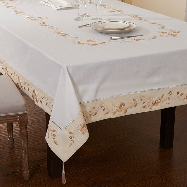  Mélange Poly / Coton Rectangulaire Nappes de table Fleur Décorations de table