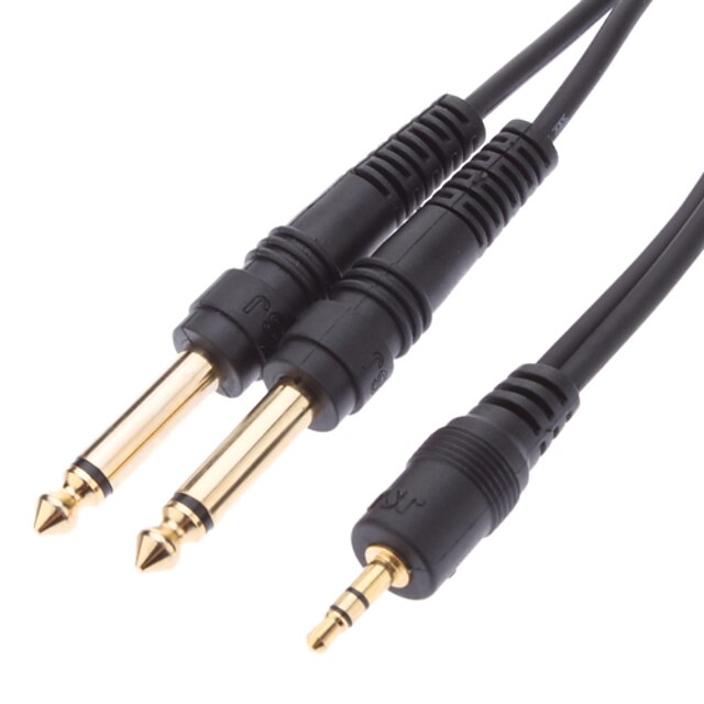  JSJ® 1.5M 4.92FT 3.5mm Single Track Male to 2x6.35mm Dual Track Male Audio Cable Black for KTV Recording