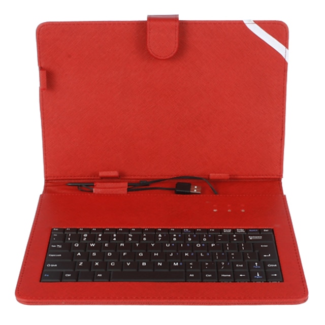  10 Tommer Mesh Stribe PU Læder Etui med USB Tastatur og Stander