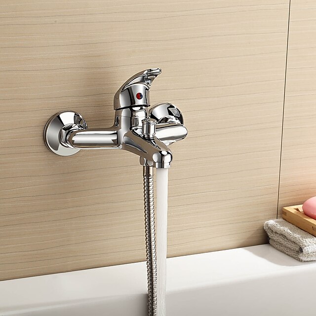 Βρύση Ντουζιέρας / Βρύση Μπανιέρας - Σύγχρονο / Μοντέρνα Χρώμιο Μπανιέρα και Ντουζιέρα Κεραμική Βαλβίδα Bath Shower Mixer Taps / Ενιαία Χειριστείτε δύο τρύπες