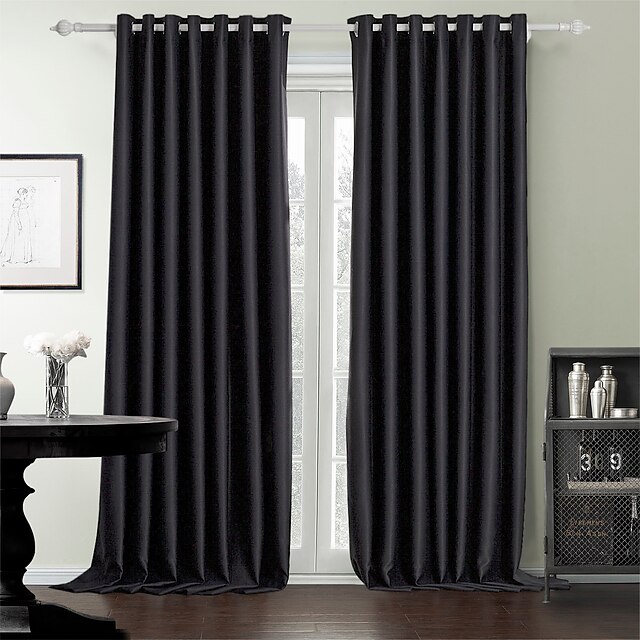  Curtains Drapes Bedroom Solid Colored 100% Polyester / Polyester Print