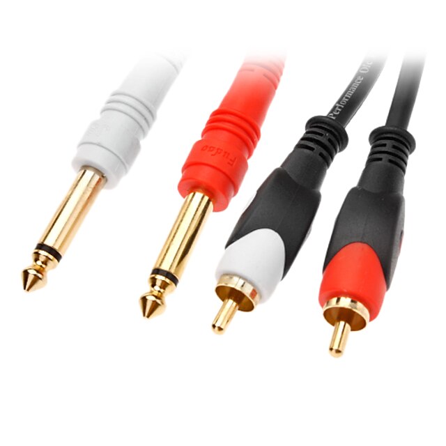  JSJ® 1.5M 4.92FT 2x6.35mm Single Track Male to 2xRCA Male Audio Cable