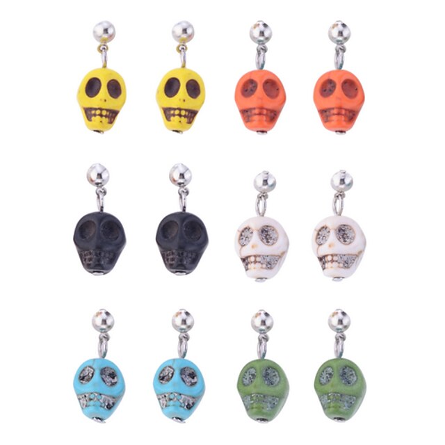  Women's Drop Earrings Skull Halloween Memento Mori Colorful Earrings Jewelry For Party Daily