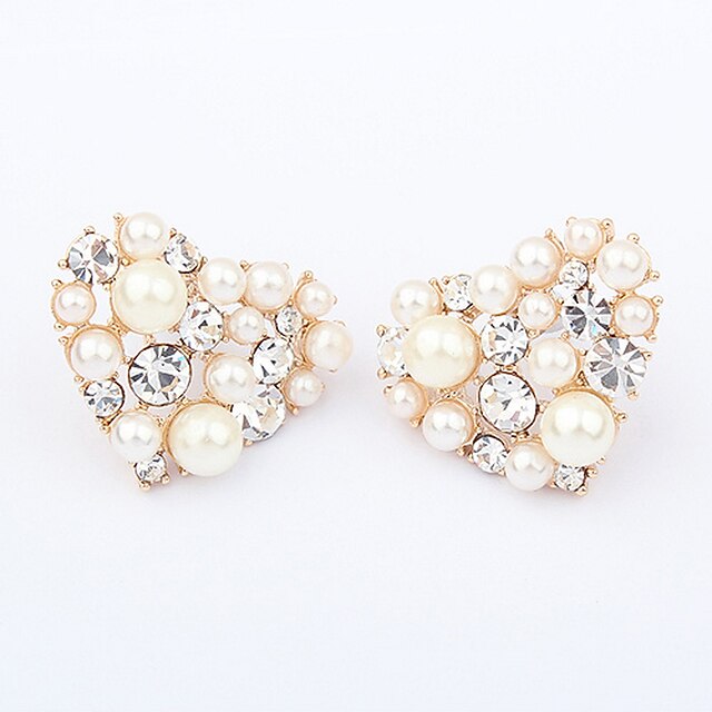  Earrings Seed Pearls Heart Love Ladies European Pearl Earrings Jewelry Gold For