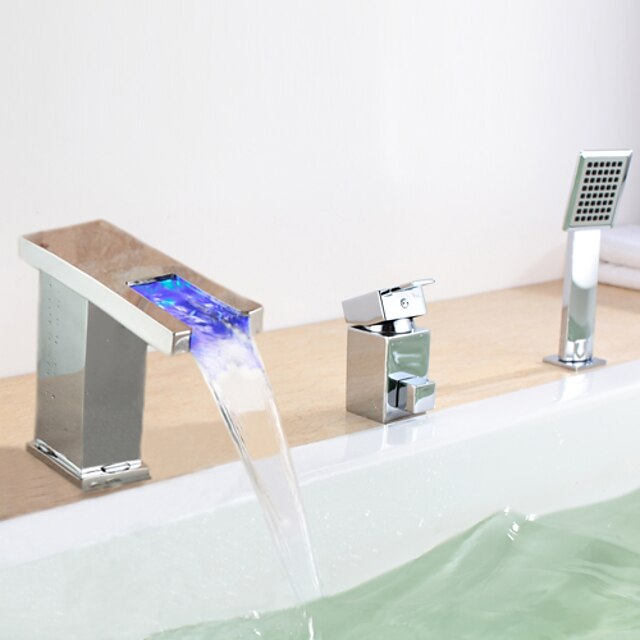  Bathtub Faucet - Contemporary Chrome Roman Tub Ceramic Valve / Single Handle Three Holes