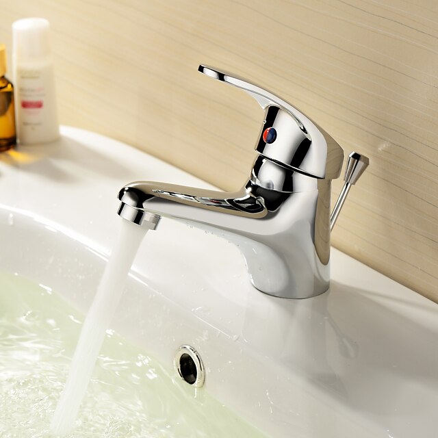  Bathroom Sink Faucet - Standard Chrome Centerset One Hole / Single Handle One HoleBath Taps