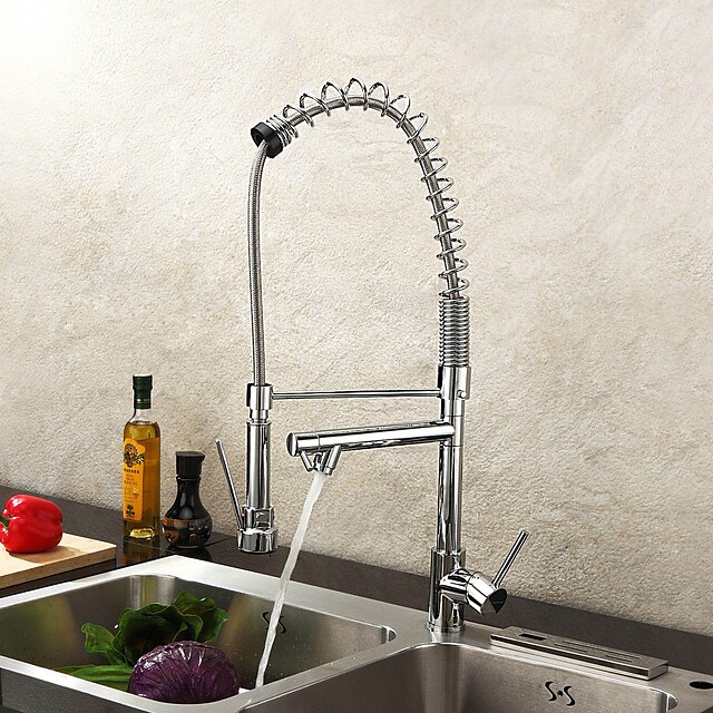  Kitchen faucet - One Hole Chrome Pot Filler Deck Mounted Contemporary Kitchen Taps / Single Handle One Hole