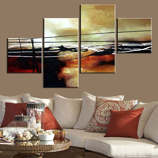  Stretched Canvas Print Canvas Set Abstract Four Panels Horizontal Print Wall Decor Home Decoration