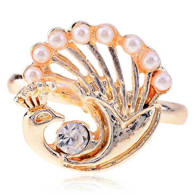  Lureme Alloy Pearl Gold Adjustable Ring