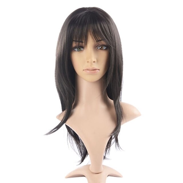  Pelucas sintéticas Recto Kardashian Corte Recto Peluca Negro Pelo sintético 20 pulgada Mujer Negro
