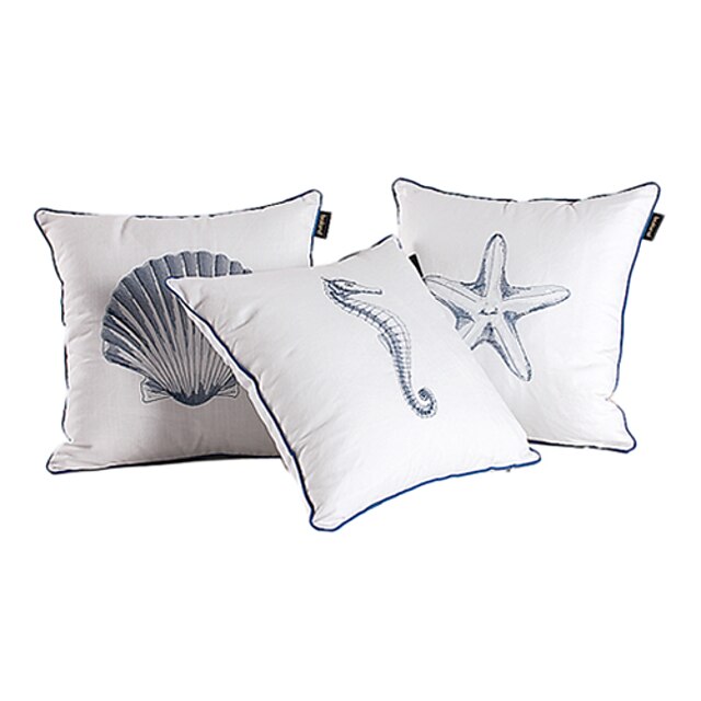  3 pcs Coton/Lin Housse de coussin, Côtier Plage