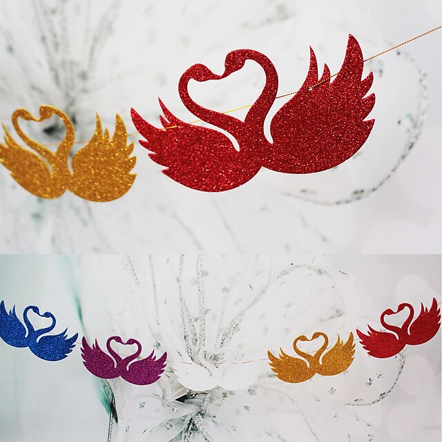  Wedding Décor Hanging Shining Paper Swan Banner(set of 9)--(More Colors)