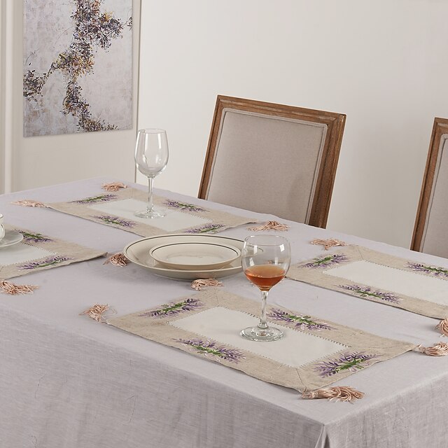  Polyester Rectangulaire Sets de table Fleur Décorations de table