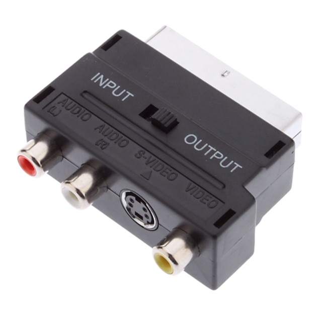 YongWei Scart 21-Pin Male to S-Video + 3 RCA Female Adapter Black