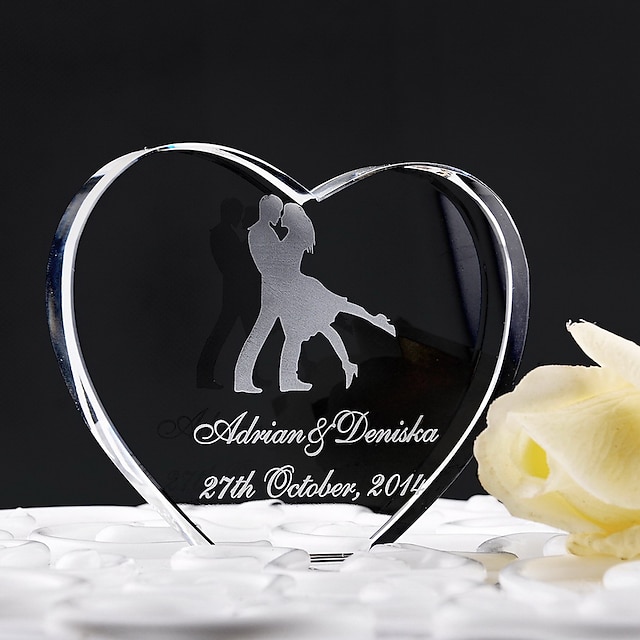  Cake Topper Classic Theme Hearts Crystal Wedding Anniversary With Gift Box