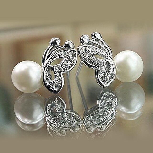  Women's Stud Earrings Birthstones Pearl Imitation Diamond Alloy Butterfly Animal Jewelry Daily