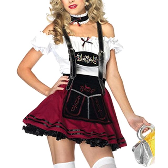  Piguniform Bavarian Oktoberfest Cosplay Kostymer / Dräkter Festklädsel Dam Oktoberfest Festival / högtid Halloweenkostymer Lappverk