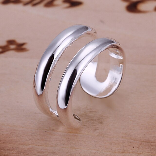  Women's Band Ring Silver Plated Alloy Open Adjustable Party Costume Jewelry