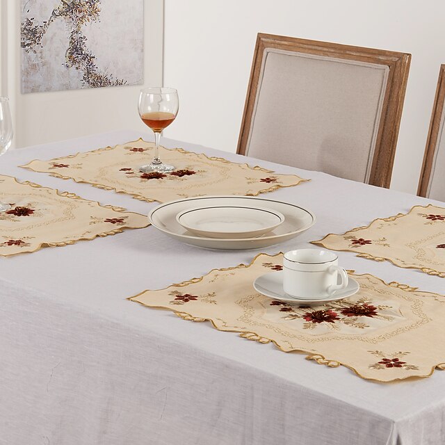  Polyester Rectangular Placemat Floral Table Decorations