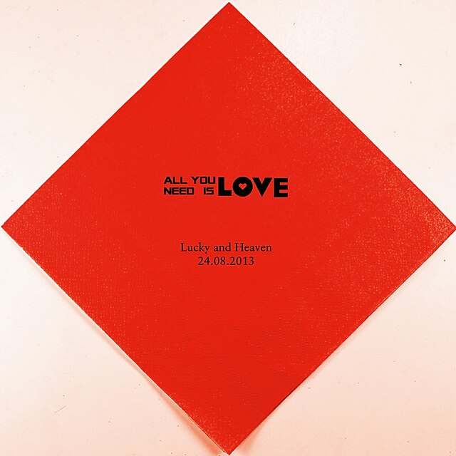  Henkilökohtainen Wedding Lautasliinat All You Need Is Love (More Colors)-sarja 100