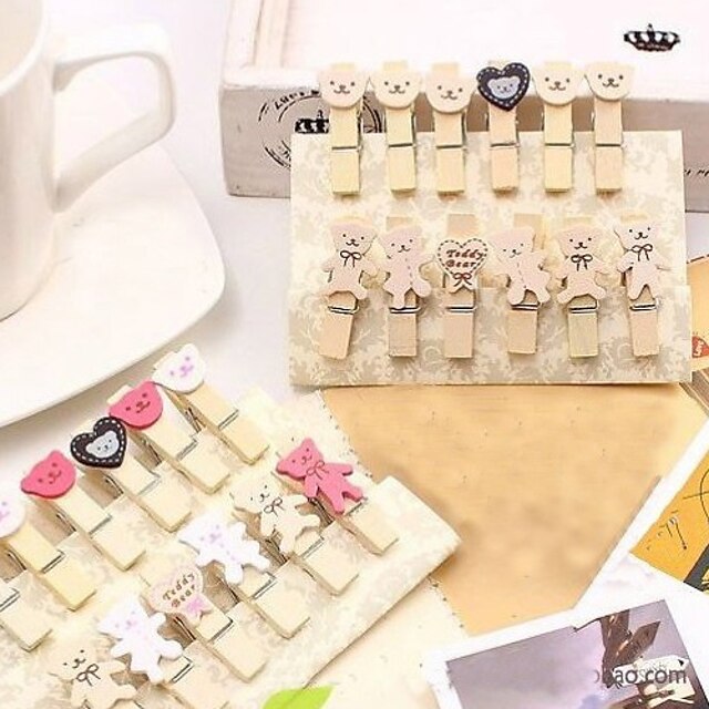  Bear and Love Heart Wood Clamp(12 PCS)