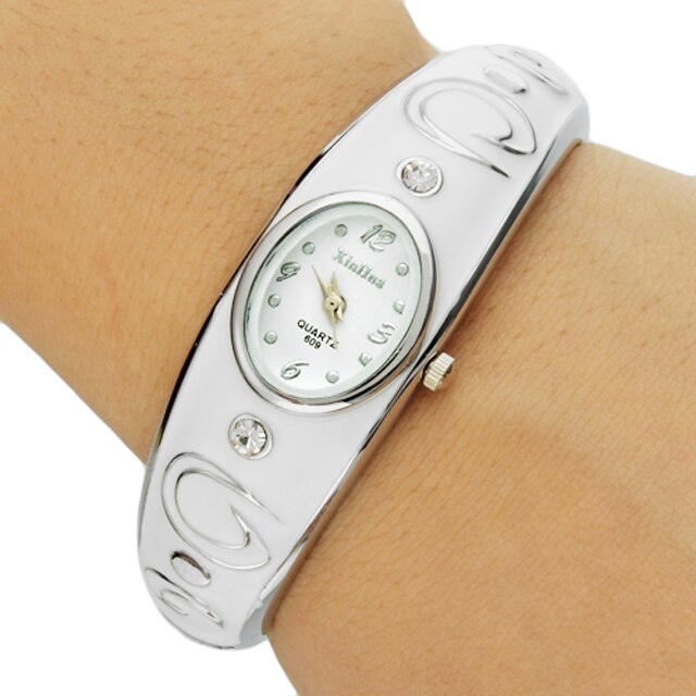  Damen Modeuhr Armband-Uhr Quartz Edelstahl Band Armreif Elegant Weiß Rosa Lila